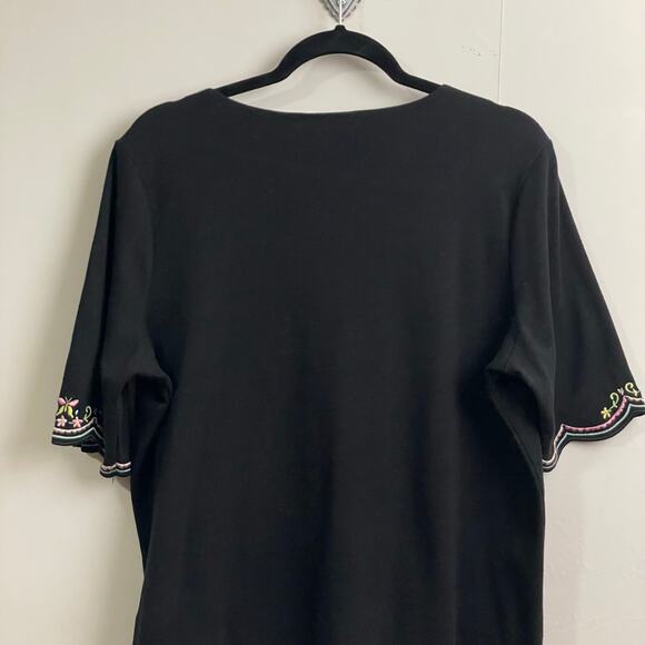 Quacker Factory L short sleeve blouse cottagecore butterfly floral boho goth - Picture 6 of 7